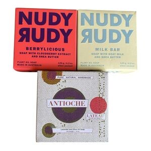 Nudy Rudy Antioche Plant Oil Based Soap Trio Set New!